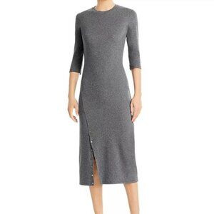 Theory Side Slit Midi Dress Gray Sz S